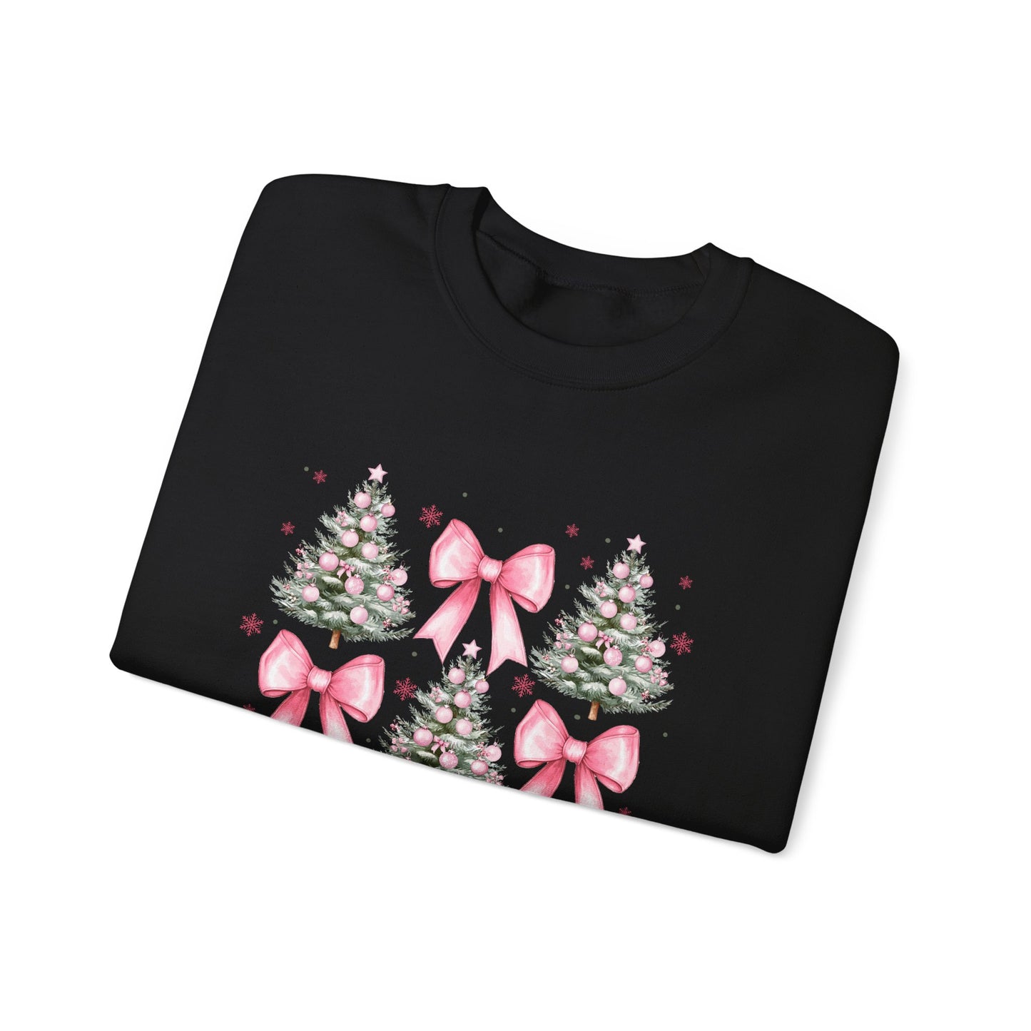 CHRISTMAS TREE W/ PINK BOW Crewneck Sweatshirt