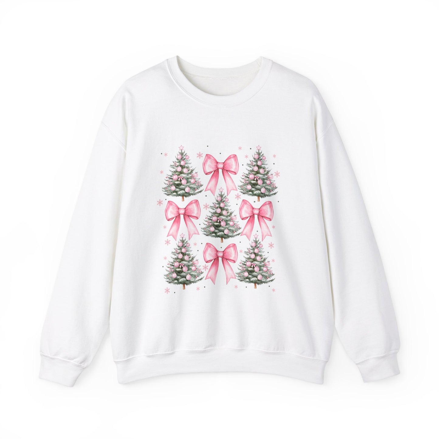 CHRISTMAS TREE W/ PINK BOW Crewneck Sweatshirt