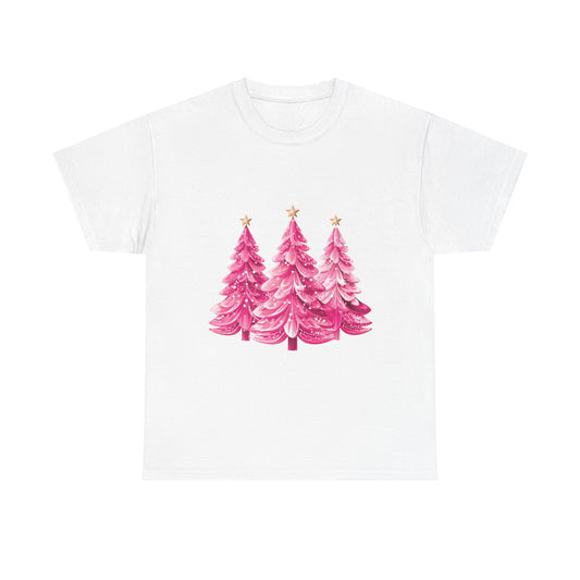 Pink Christmas Tree Unisex Heavy Cotton Tee